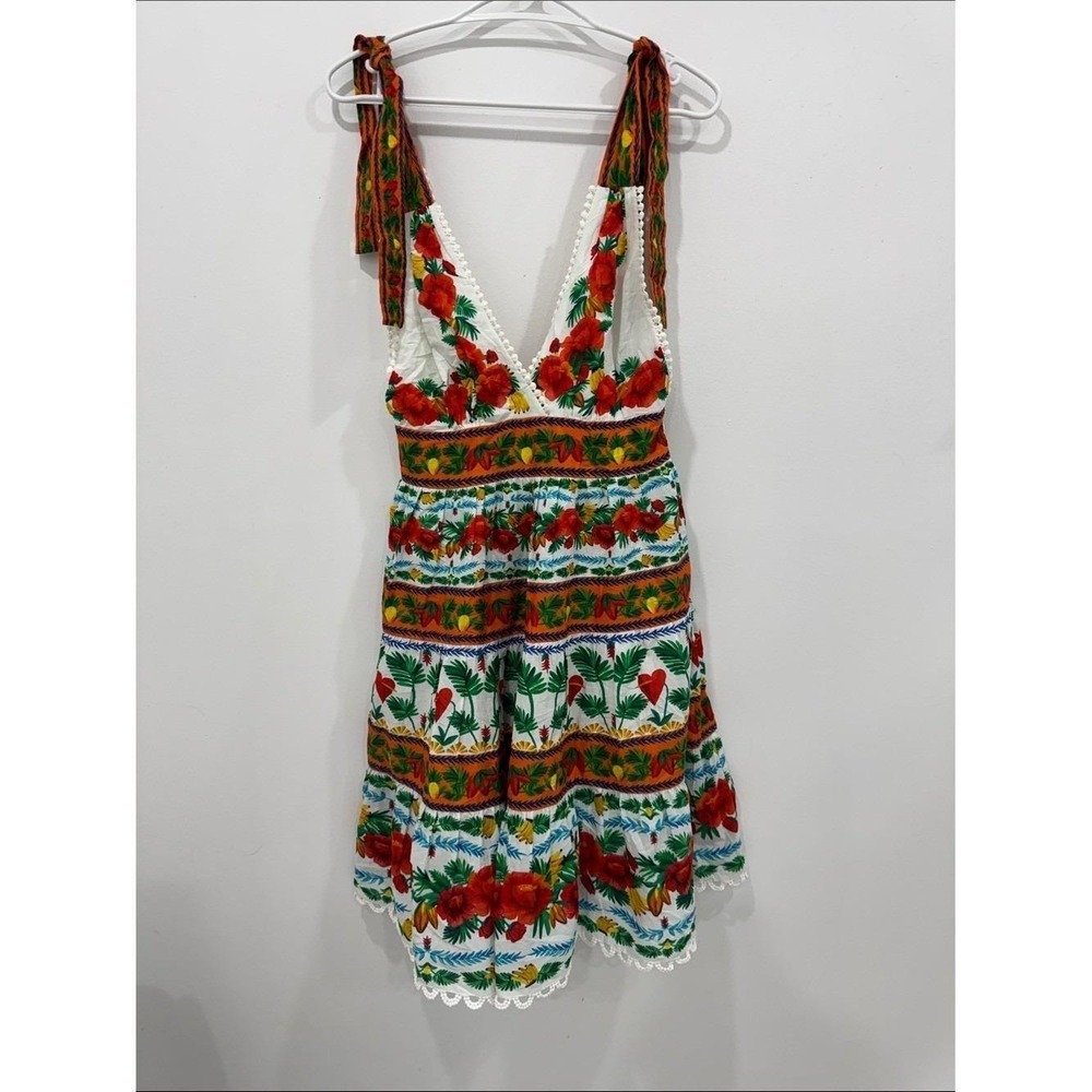 NWT Farm Rio X Anthropologie Tropical Floral 100% Cotton XS Tie Shoulder Boho - Picture 2 of 9